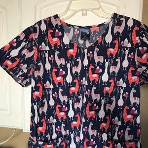 Zoe&Chloe Llama Print Scrub Top (qty:2)